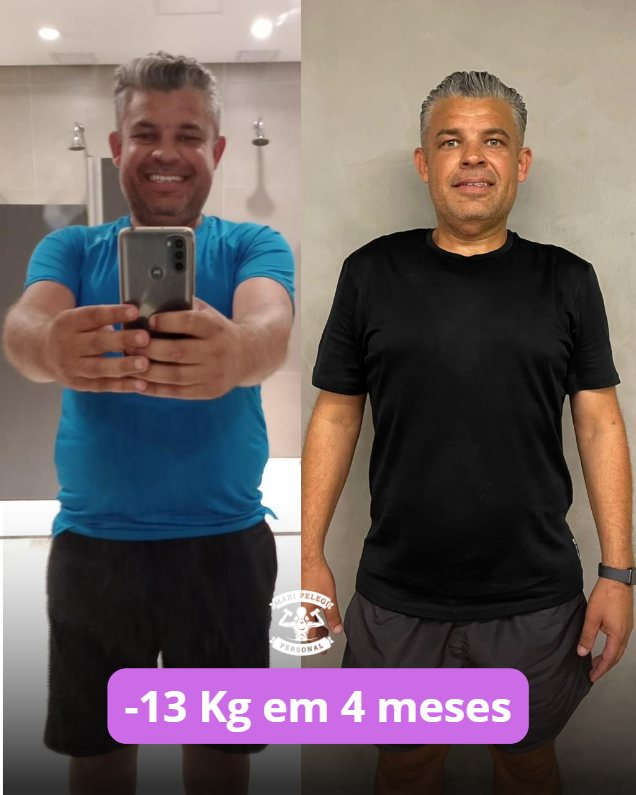 Antes e depois de aluno que perdeu 13 kg em 4 meses